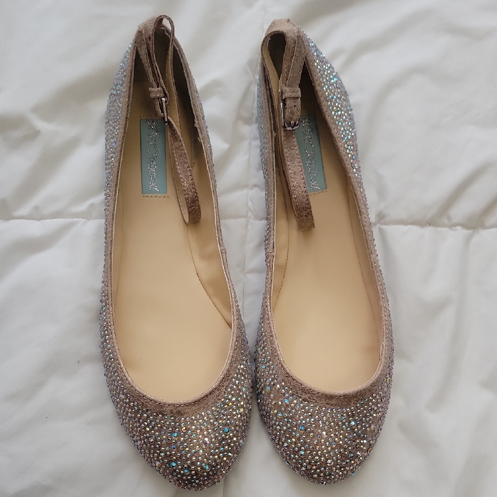 Betsey Johnson Elegant Crystal Embellished Ballet Flats